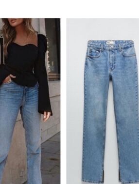 NWT Zara Split Hem High Rise Slim Fit Jeans.    Size 6